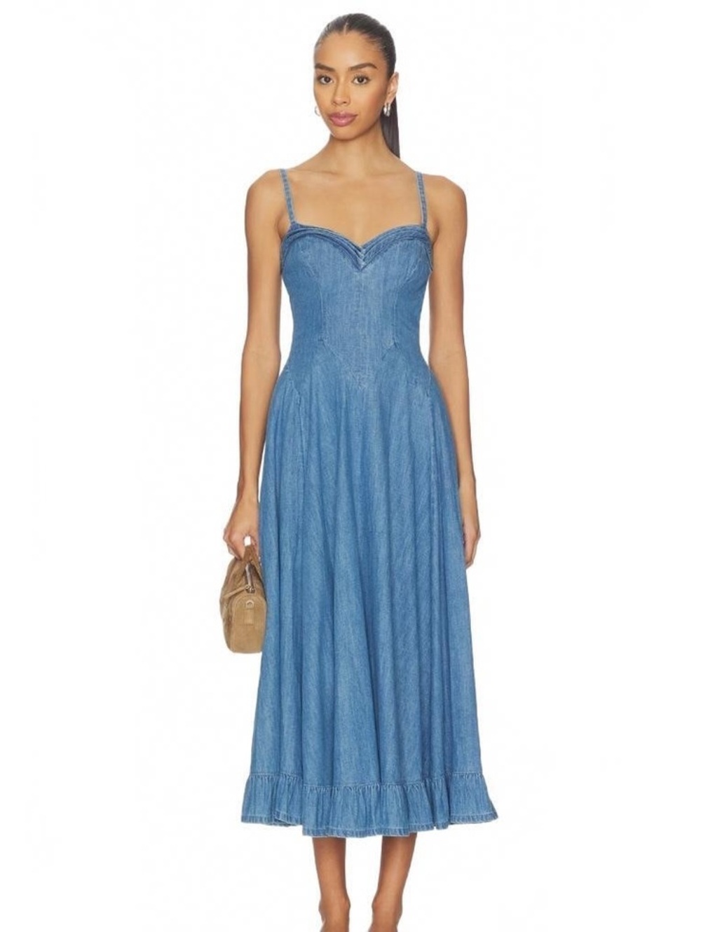 Free People Another Season Sweetheart Neck Midi Dress-Small